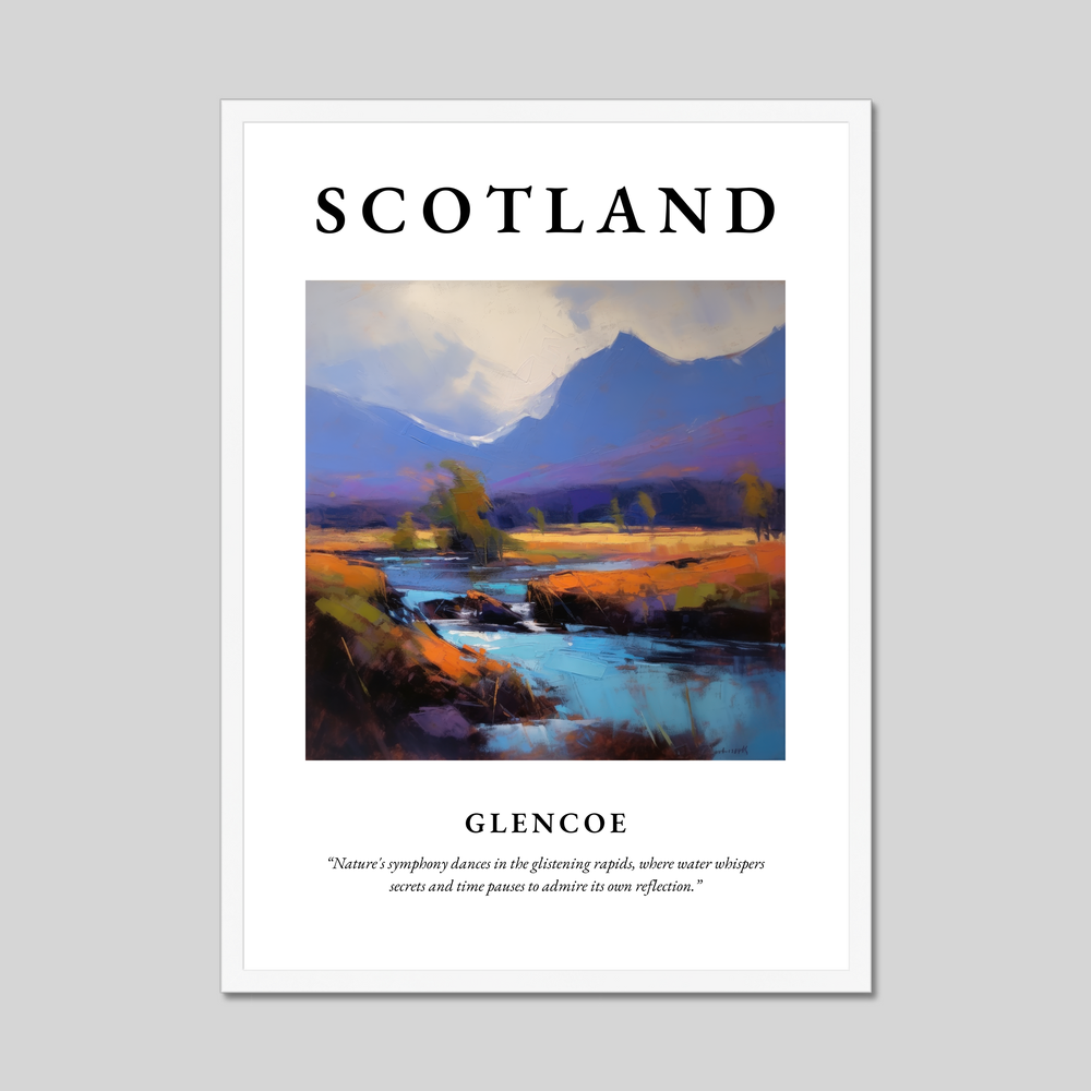 Poster in a white frame with the word Scotland