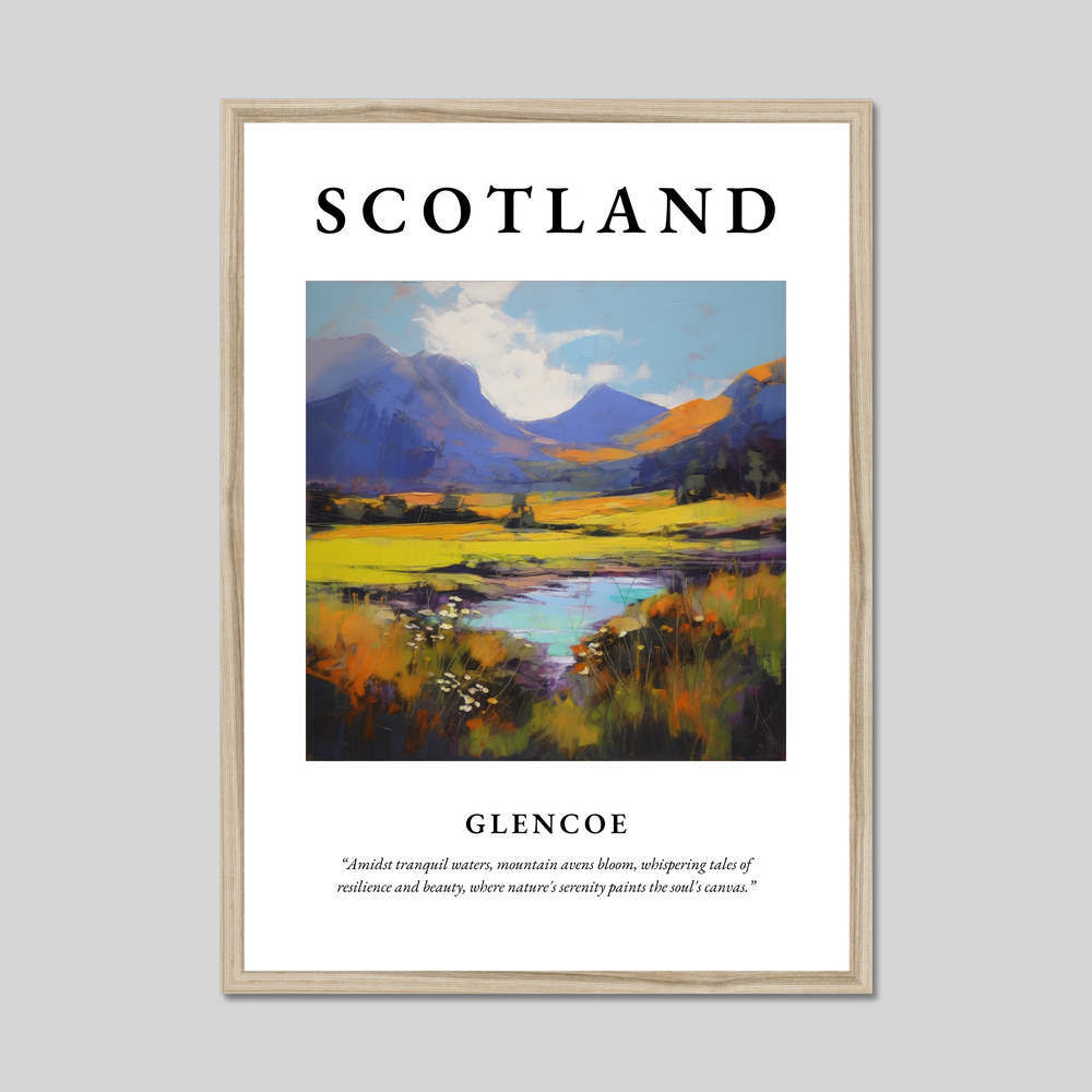 Poster in a natural frame with the word Scotland