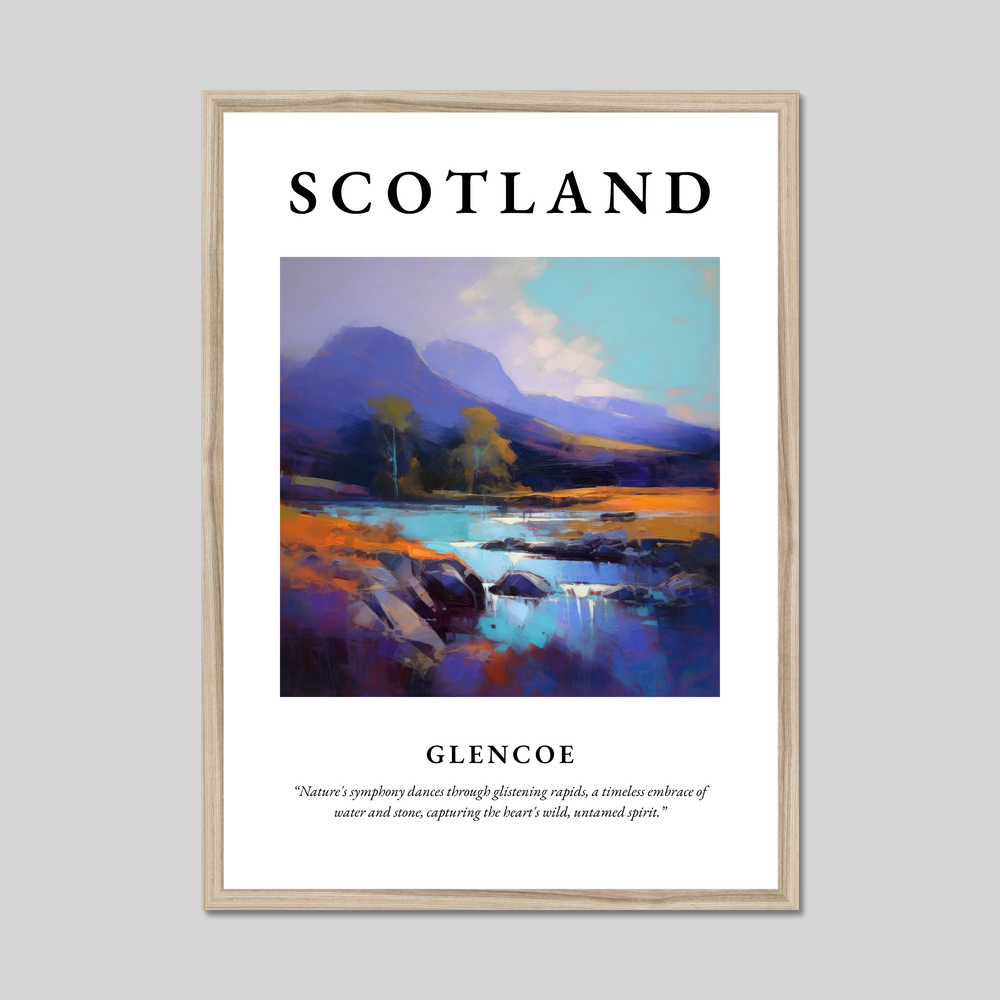 Poster in a natural frame with the word Scotland