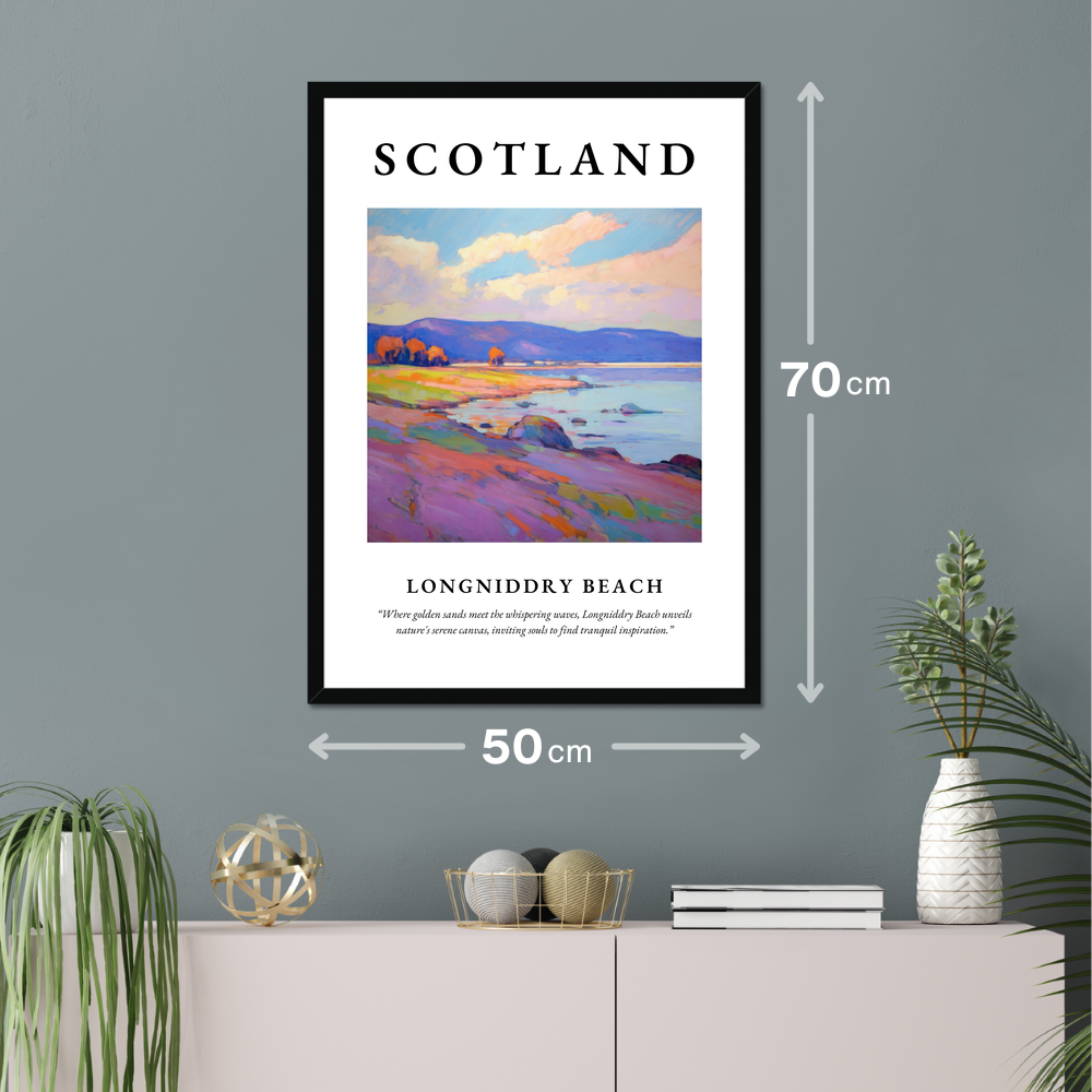 Poster of Longniddry Beach hanging on a wall