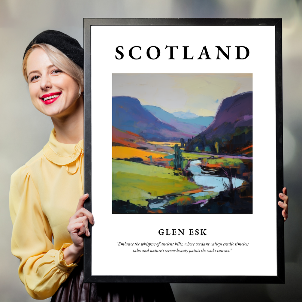 Person holding a poster of Glen Esk