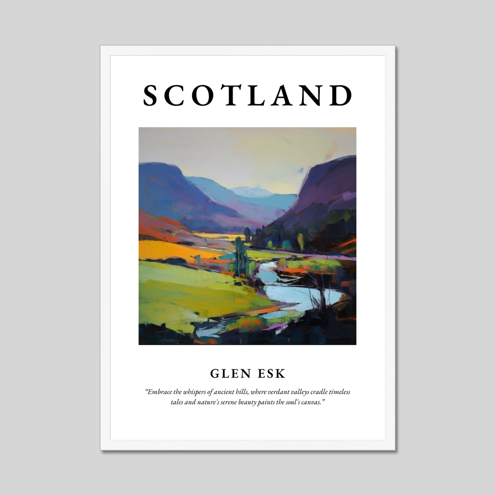 Poster in a white frame with the word Scotland