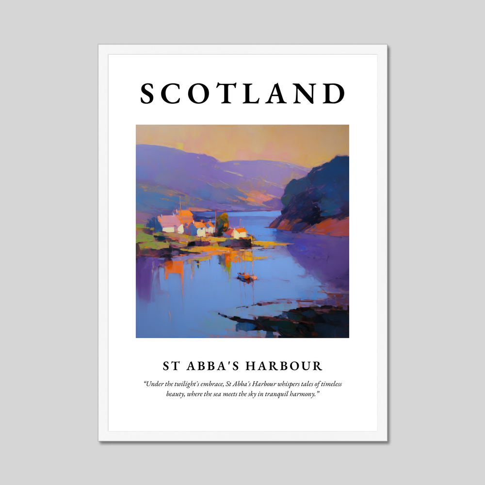 Poster in a white frame with the word Scotland