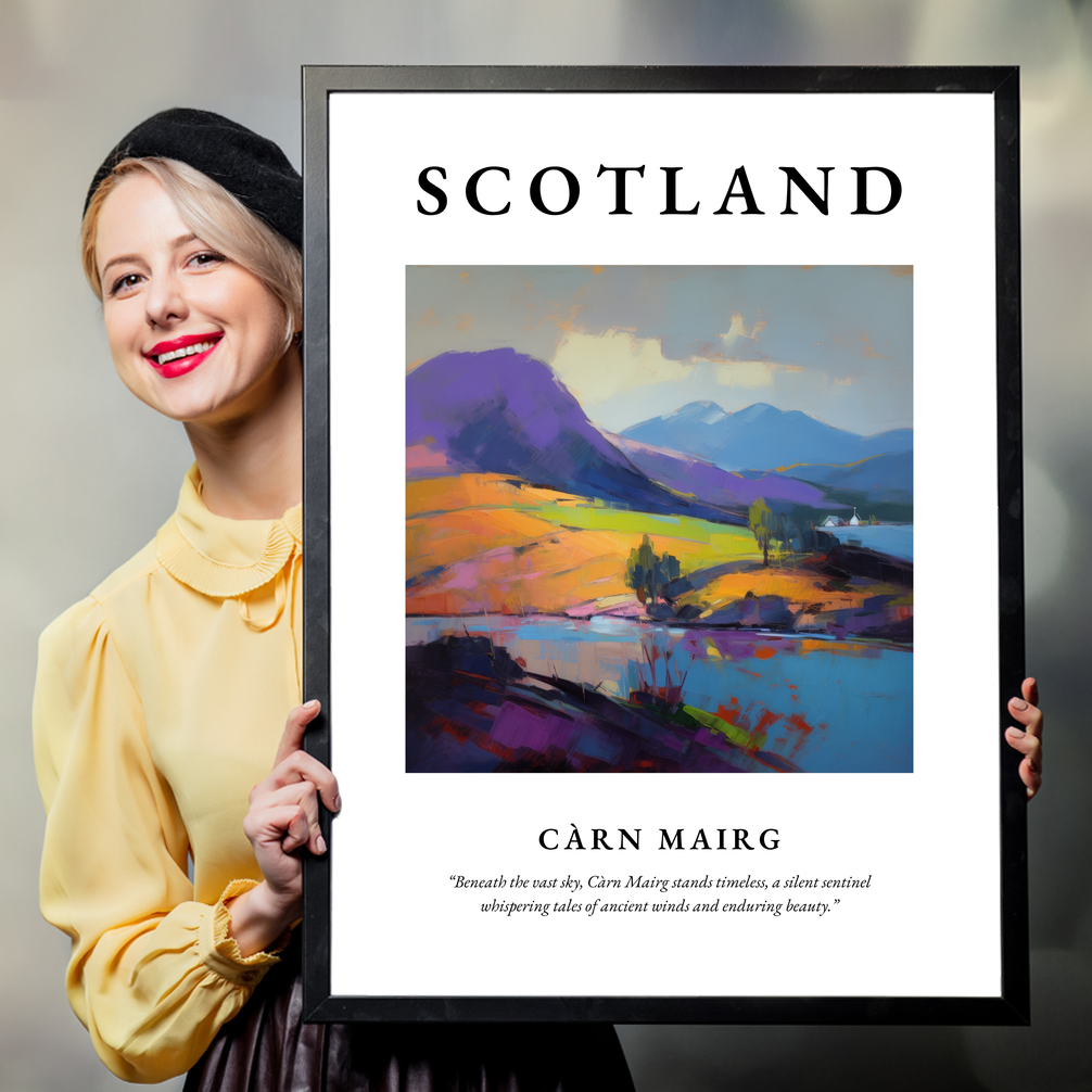 Person holding a poster of Càrn Mairg