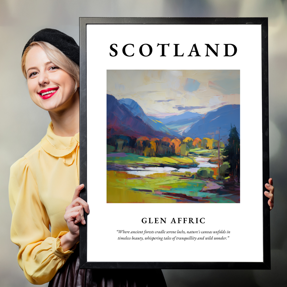 Person holding a poster of Glen Affric