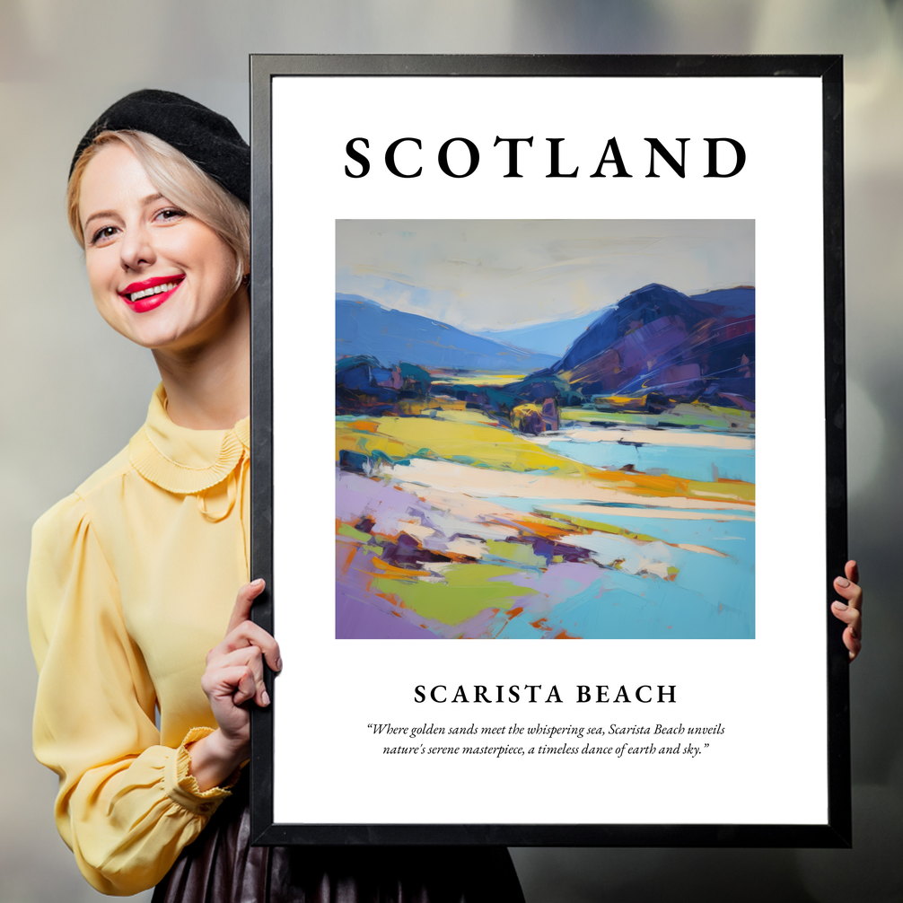 Person holding a poster of Scarista Beach