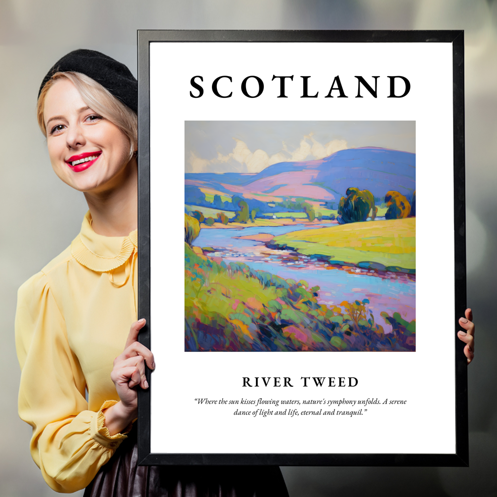 Person holding a poster of River Tweed