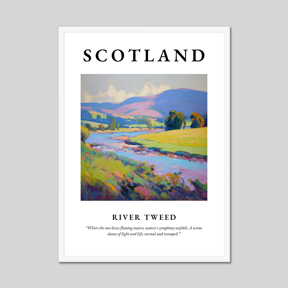 Poster in a white frame with the word Scotland