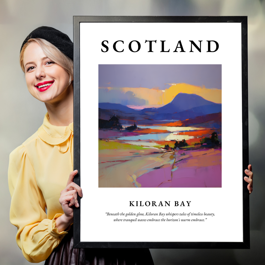 Person holding a poster of Kiloran Bay