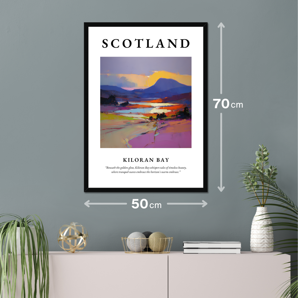 Poster of Kiloran Bay hanging on a wall