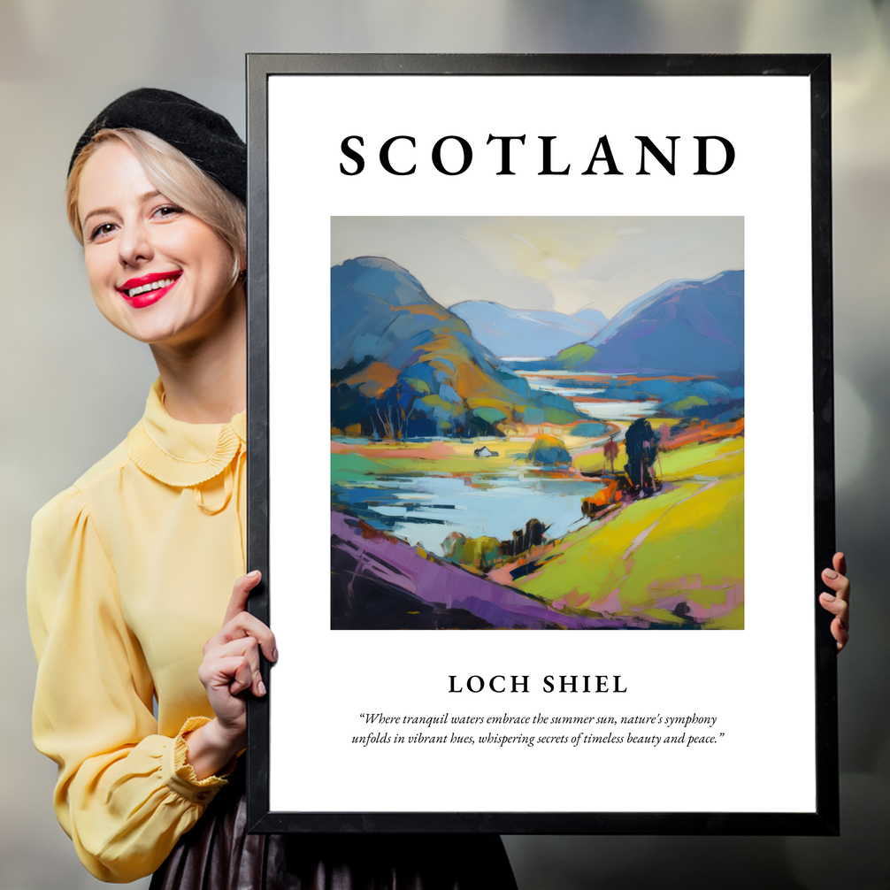 Person holding a poster of Loch Shiel