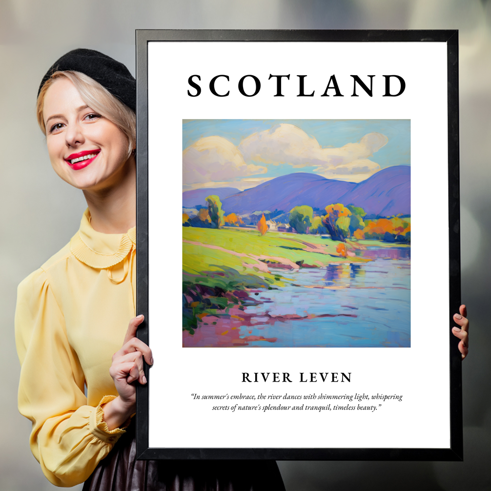 Person holding a poster of River Leven