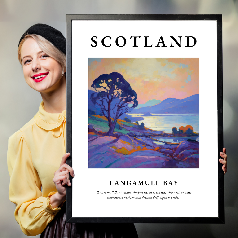 Person holding a poster of Langamull Bay