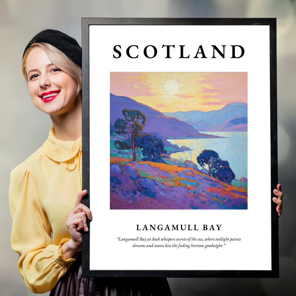 Person holding a poster of Langamull Bay