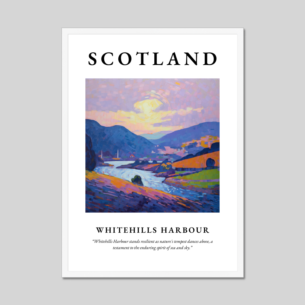 Poster in a white frame with the word Scotland