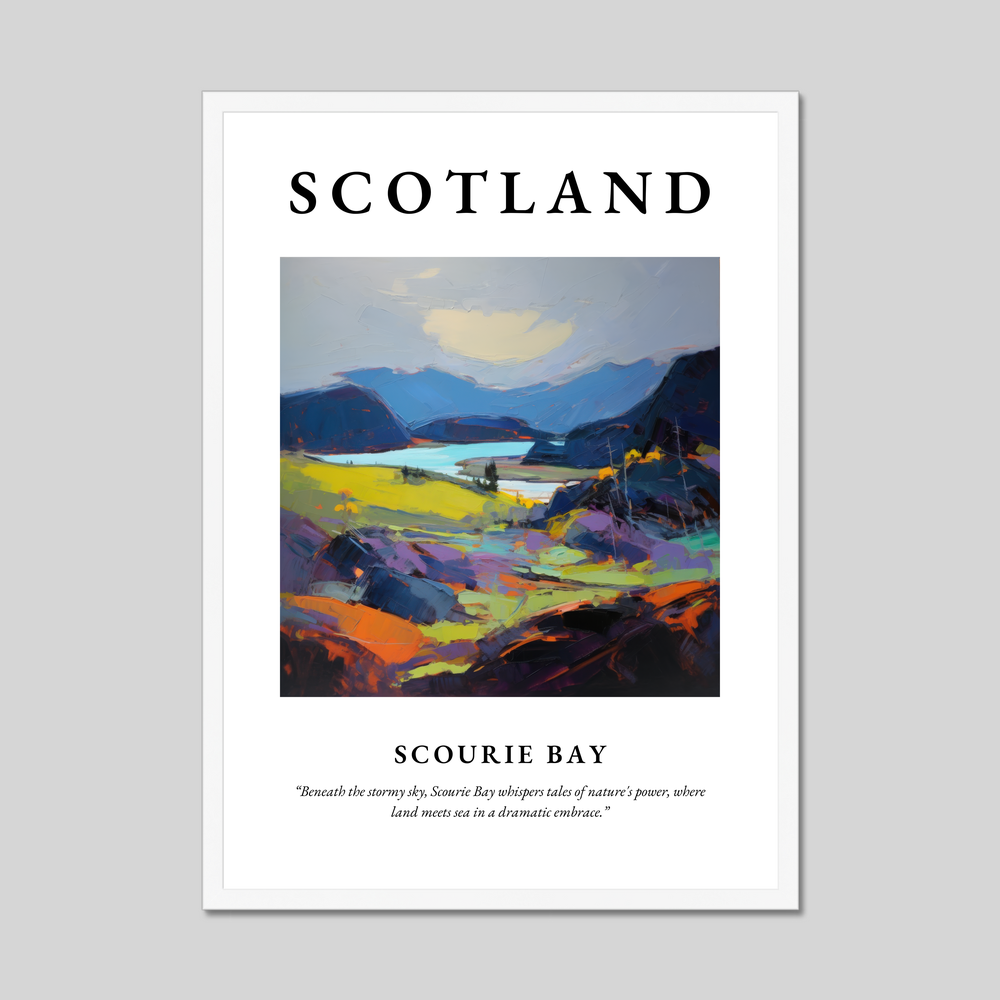 Poster in a white frame with the word Scotland