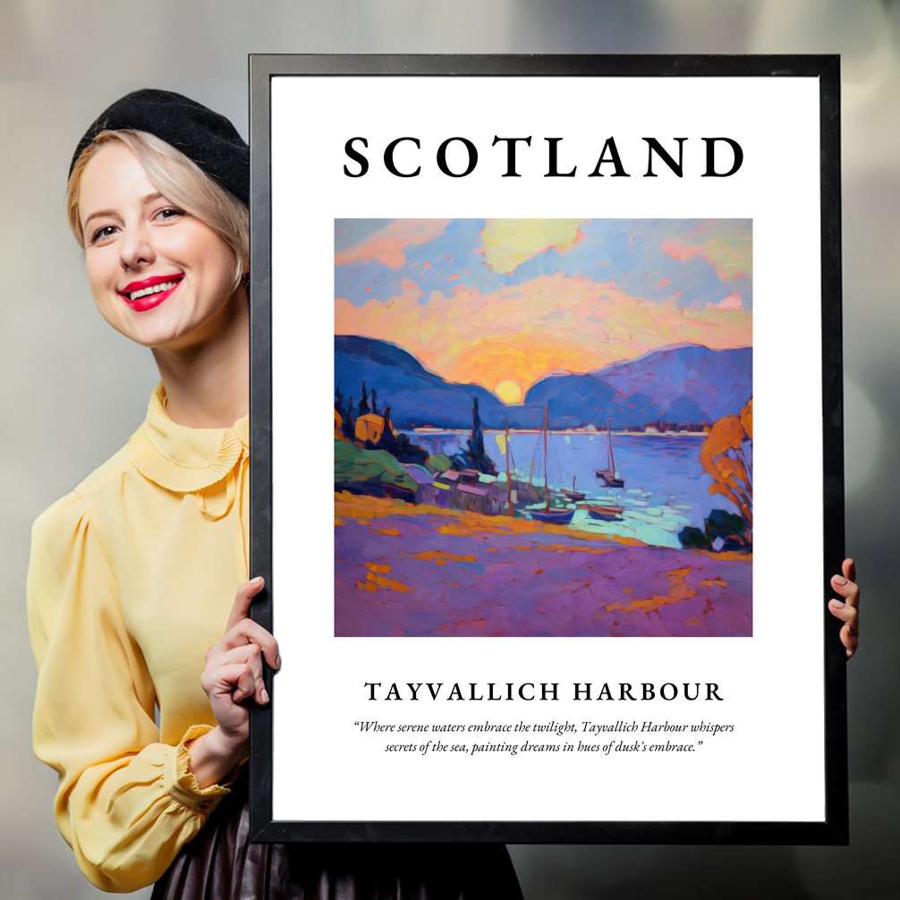 Person holding a poster of Tayvallich Harbour