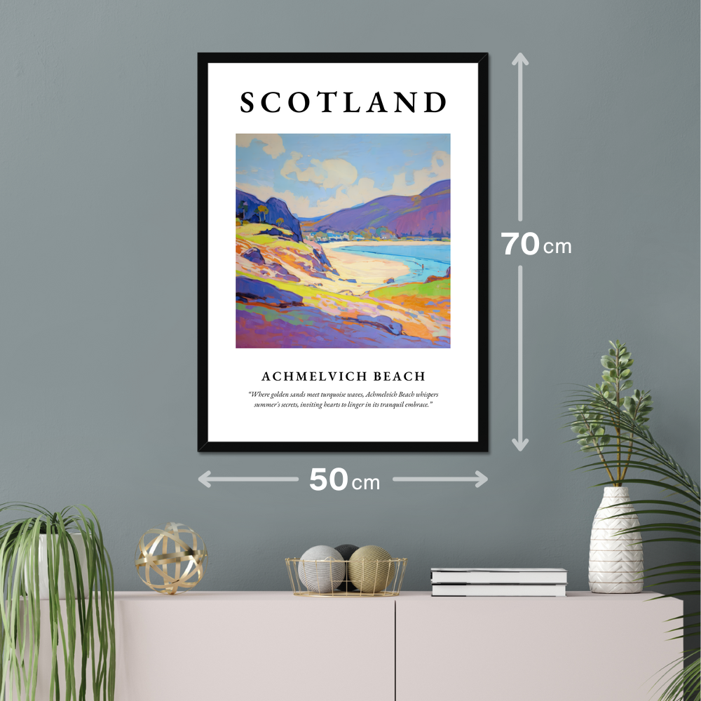 Poster of Achmelvich Beach hanging on a wall