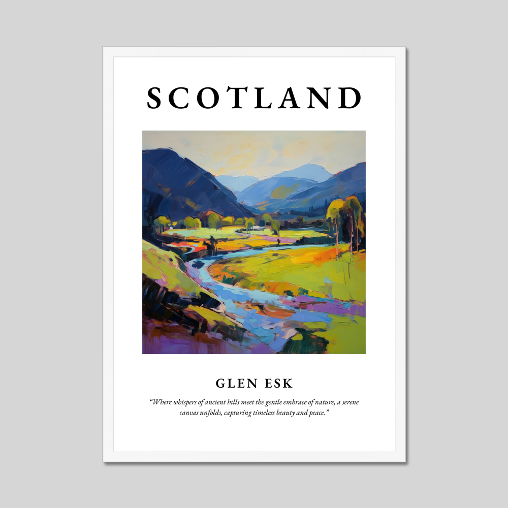 Poster in a white frame with the word Scotland