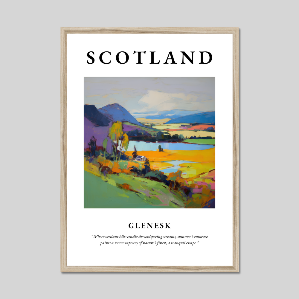 Poster in a natural frame with the word Scotland