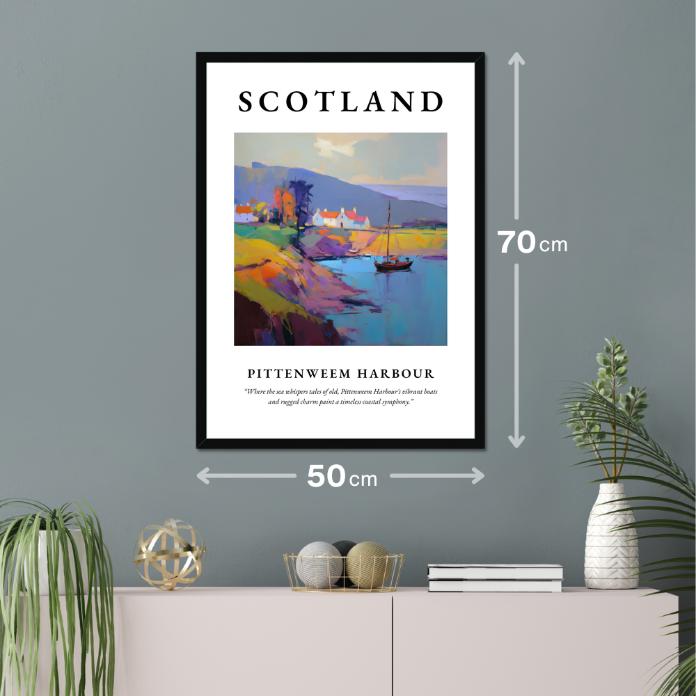 Poster of Pittenweem Harbour hanging on a wall