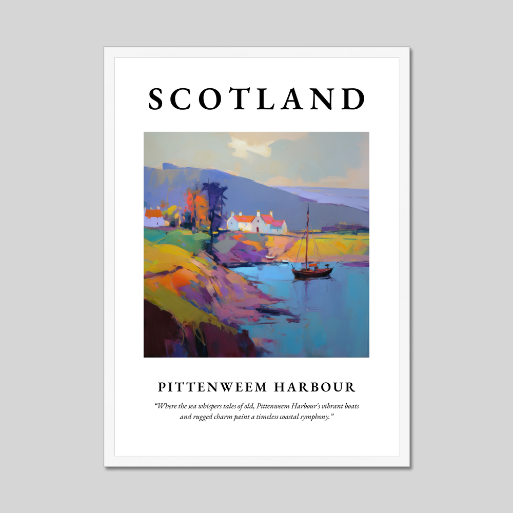 Poster in a white frame with the word Scotland