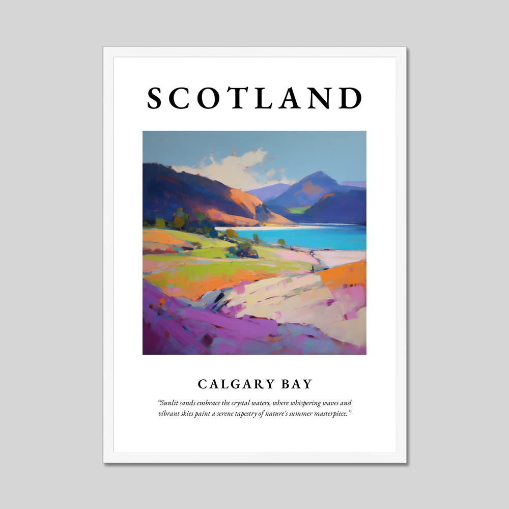 Poster in a white frame with the word Scotland