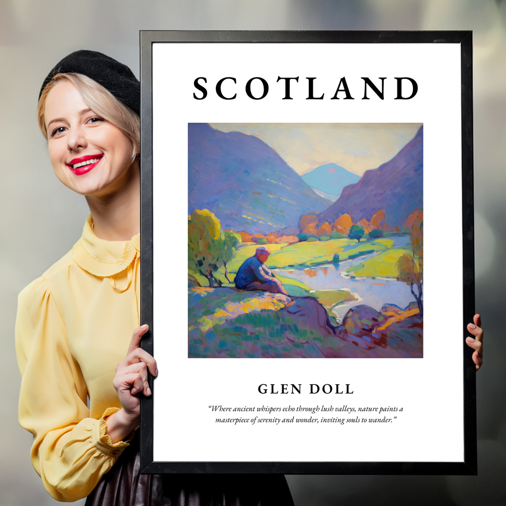 Person holding a poster of Glen Doll