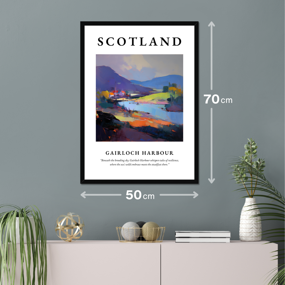 Poster of Gairloch Harbour hanging on a wall