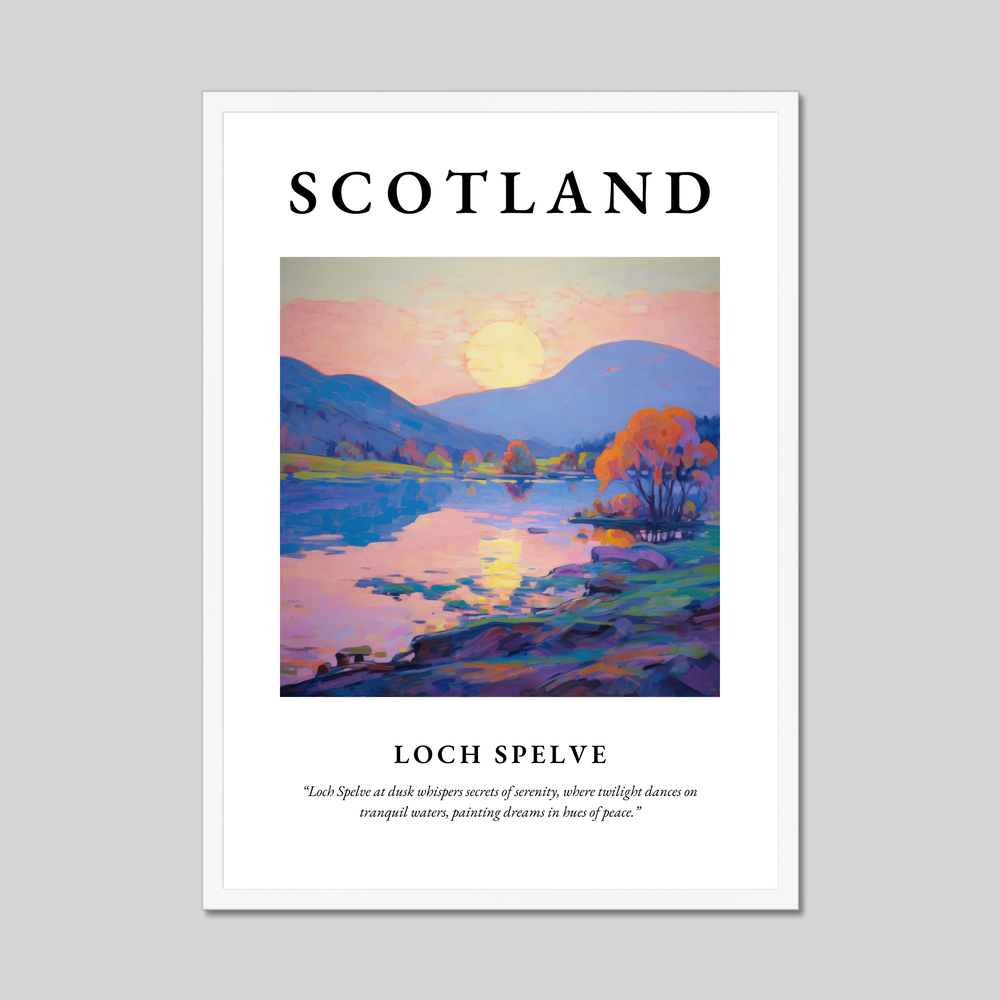 Poster in a white frame with the word Scotland