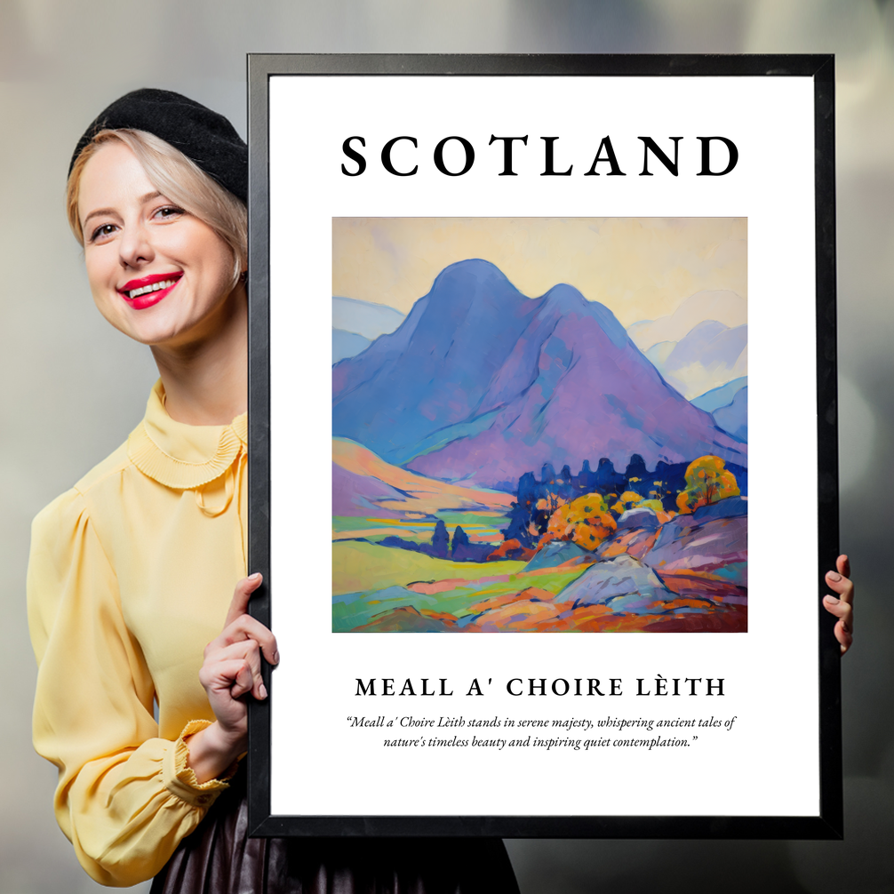 Person holding a poster of Meall a' Choire Lèith