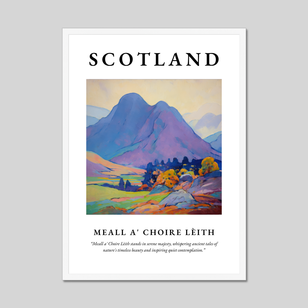 Poster in a white frame with the word Scotland