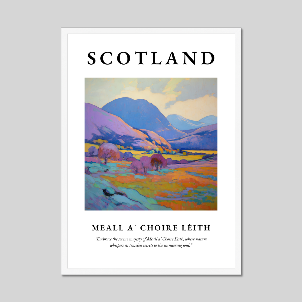 Poster in a white frame with the word Scotland