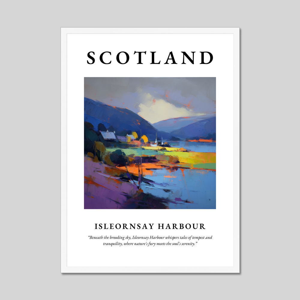 Poster in a white frame with the word Scotland