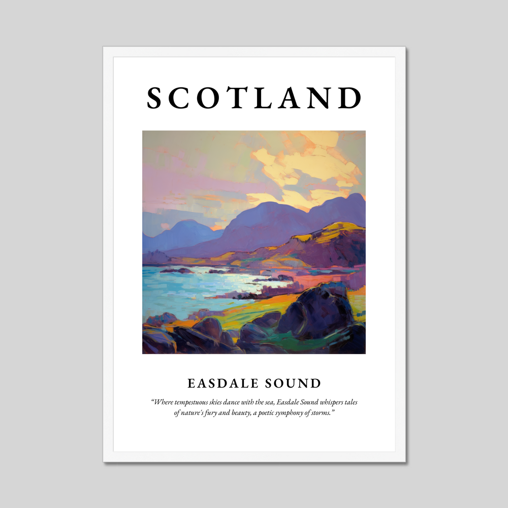 Poster in a white frame with the word Scotland