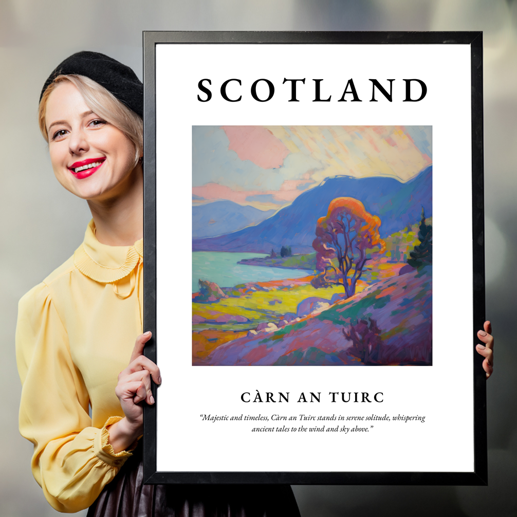 Person holding a poster of Càrn an Tuirc