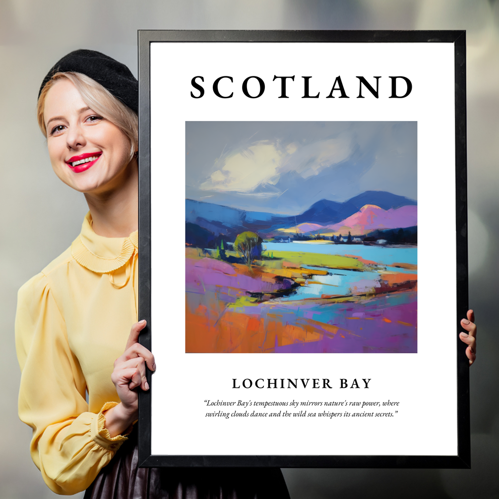 Person holding a poster of Lochinver Bay