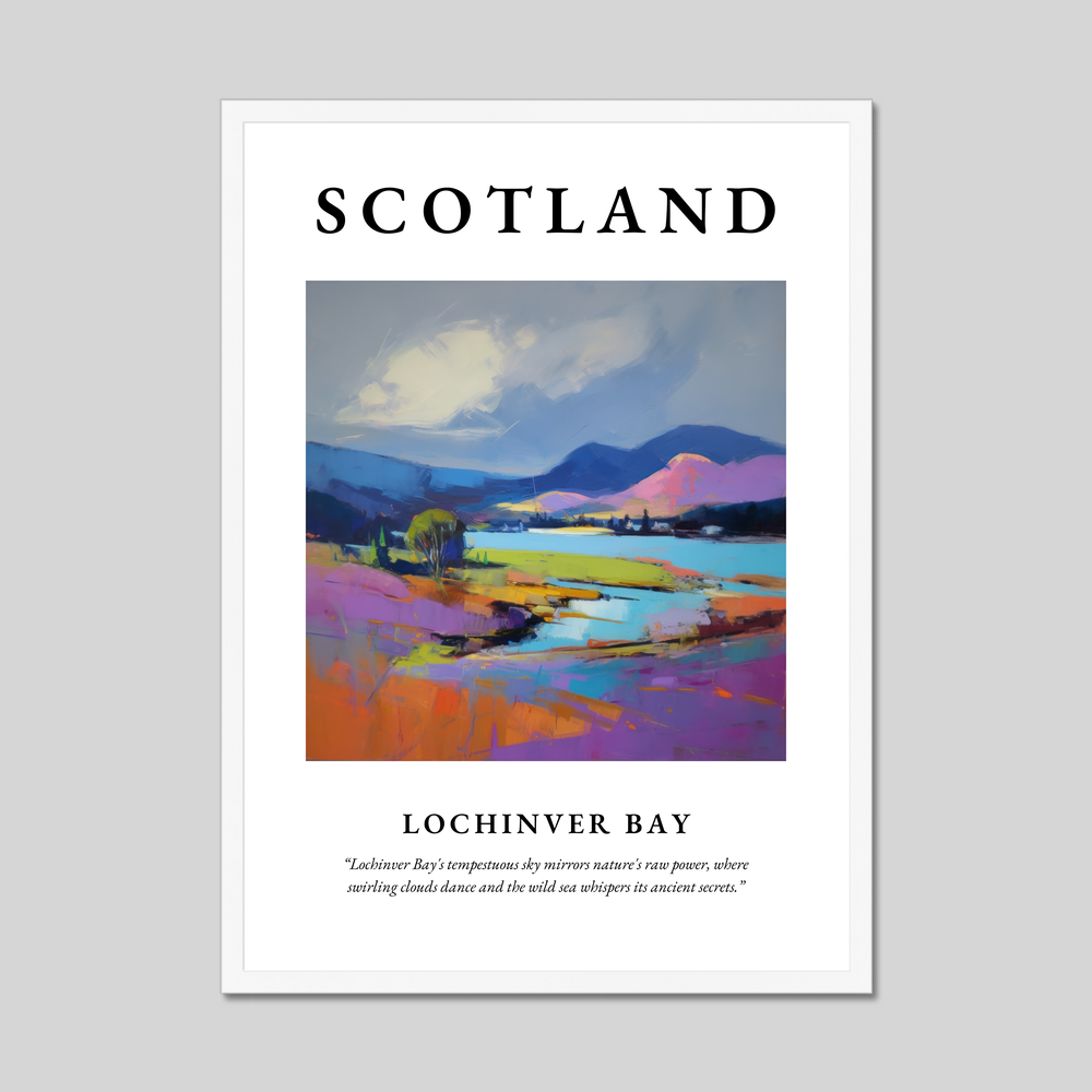 Poster in a white frame with the word Scotland