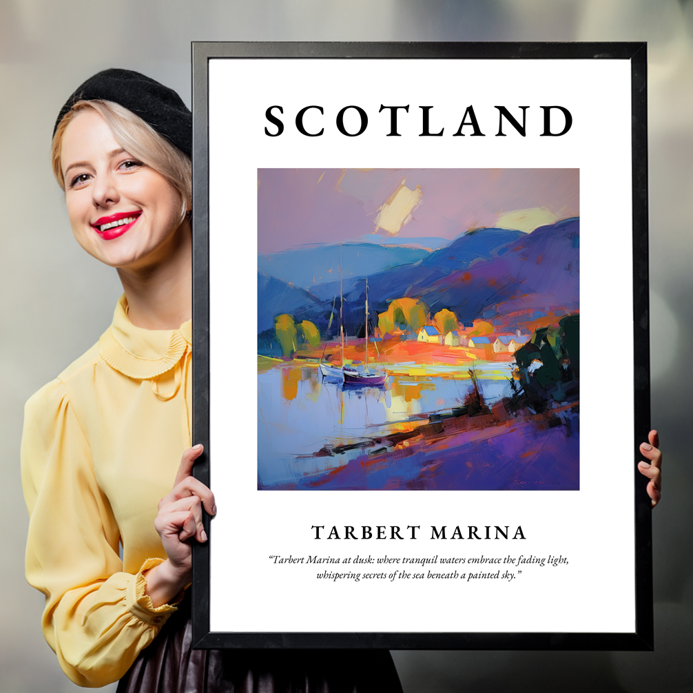 Person holding a poster of Tarbert Marina