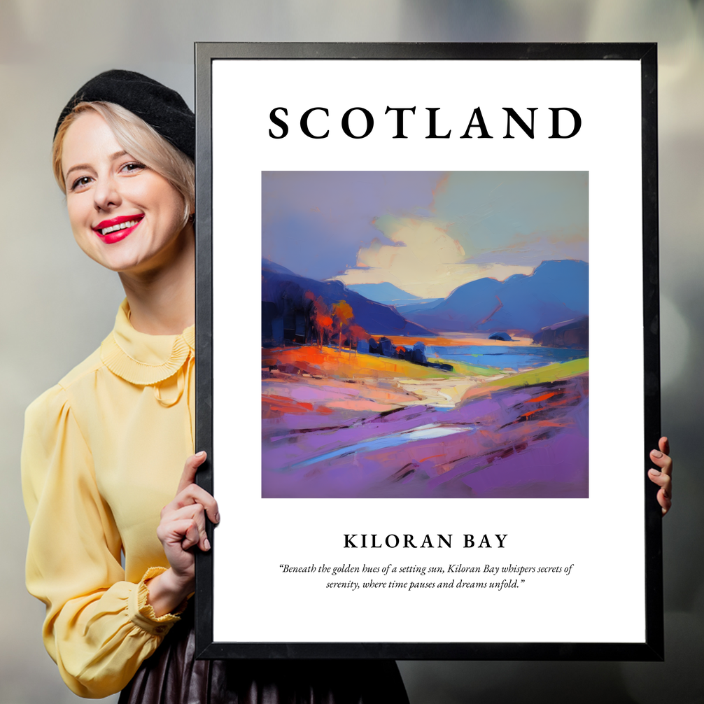 Person holding a poster of Kiloran Bay