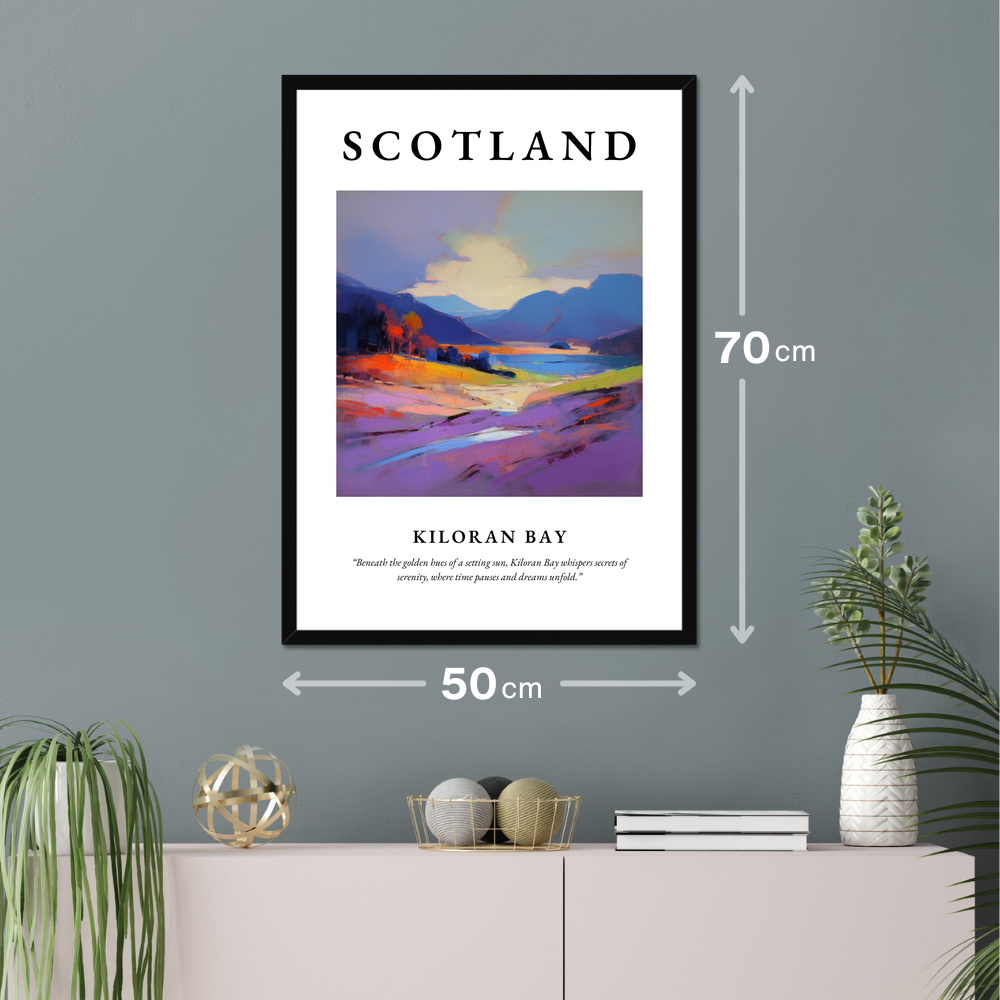 Poster of Kiloran Bay hanging on a wall