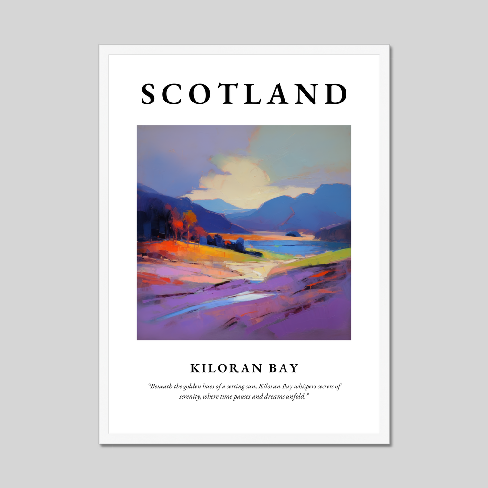 Poster in a white frame with the word Scotland