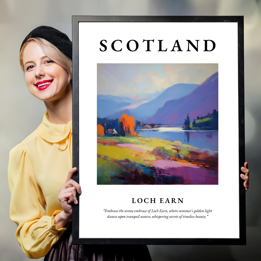 Person holding a poster of Loch Earn