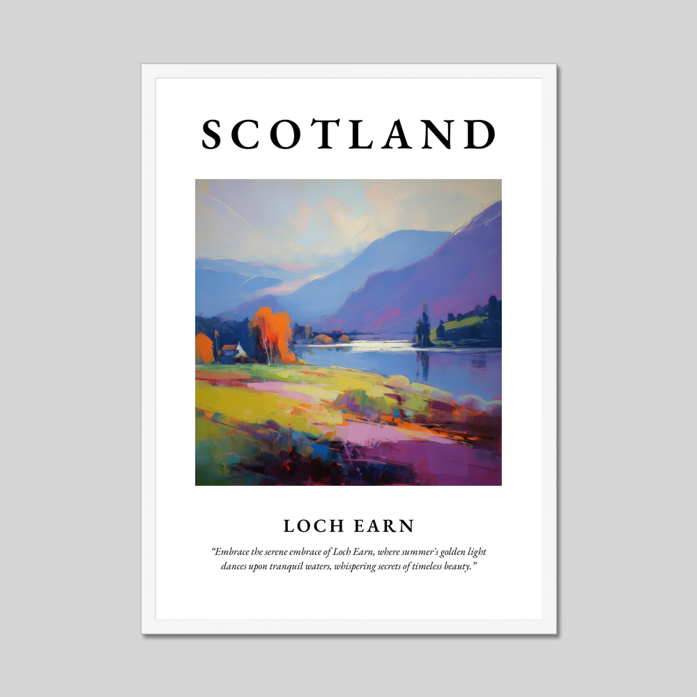 Poster in a white frame with the word Scotland