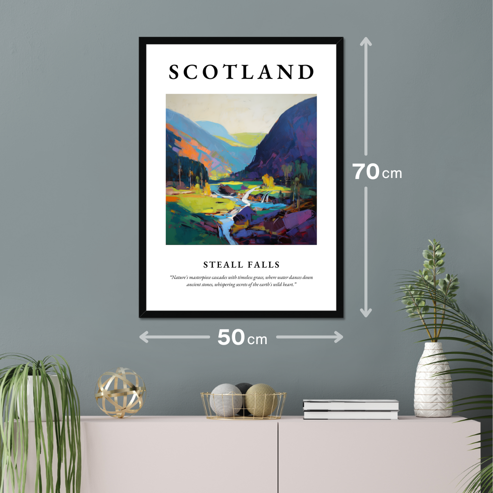 Poster of Steall Falls hanging on a wall