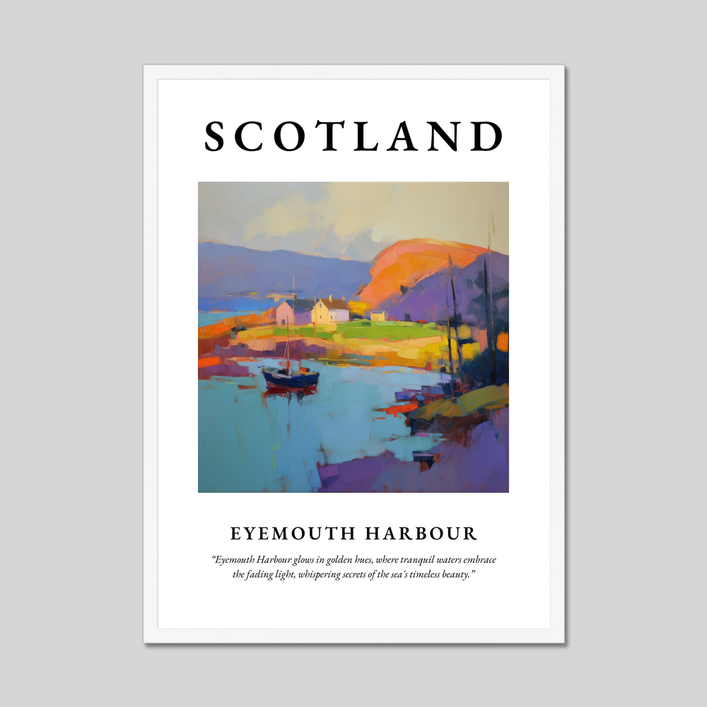 Poster in a white frame with the word Scotland