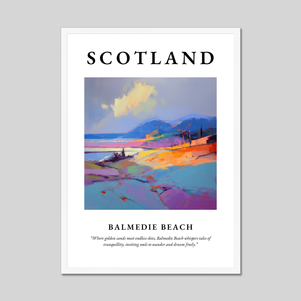 Poster in a white frame with the word Scotland