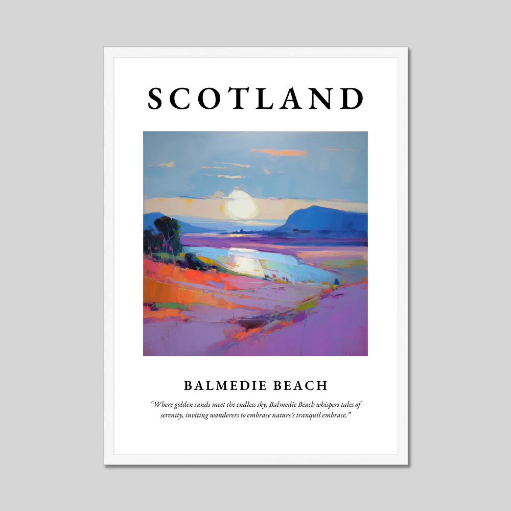 Poster in a white frame with the word Scotland