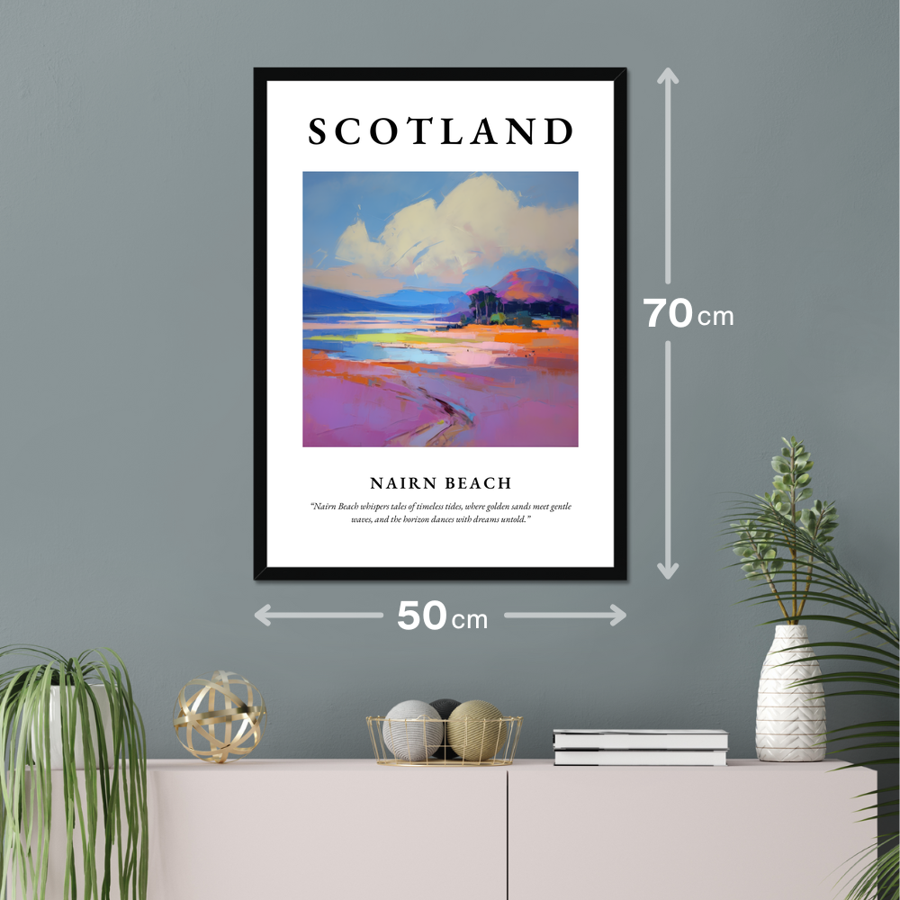 Poster of Nairn Beach hanging on a wall