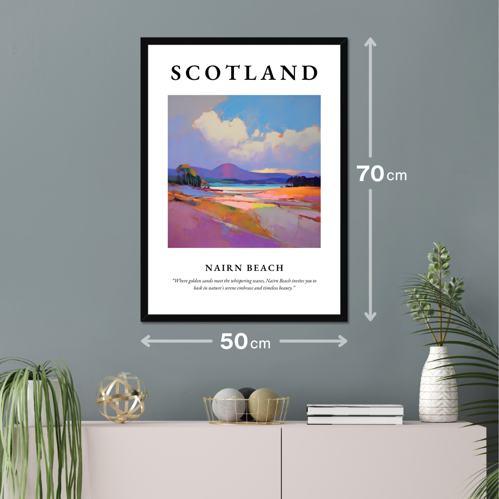 Poster of Nairn Beach hanging on a wall